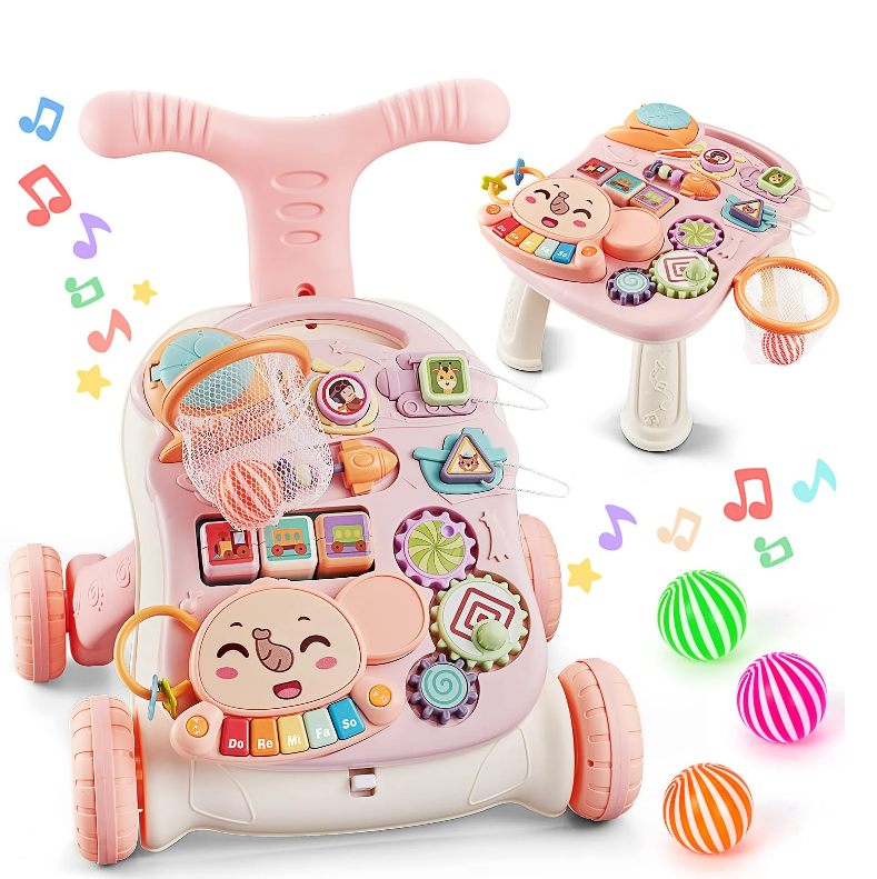 FOINWER Baby Push Walker Girl ,3 in 1 Push Toys,Early Learning Toy for Kids Infant 6-12 Months for Babies Learning to Walk,Pink