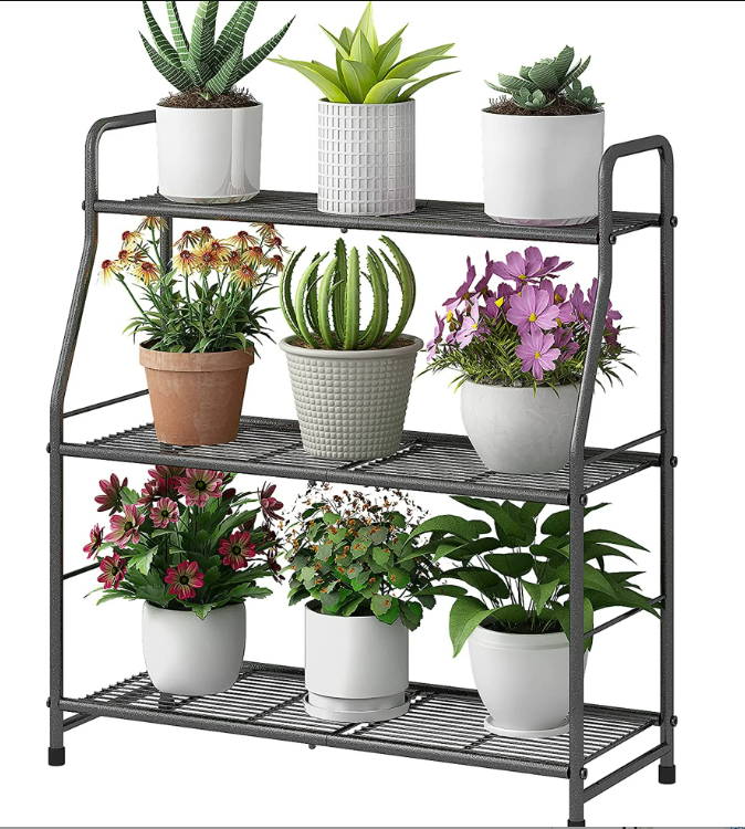 Simple Trending Plant Stand Outdoor Indoor 3-Tier Metal Waterproof Plant Shelf for Living Room Balcony Garden