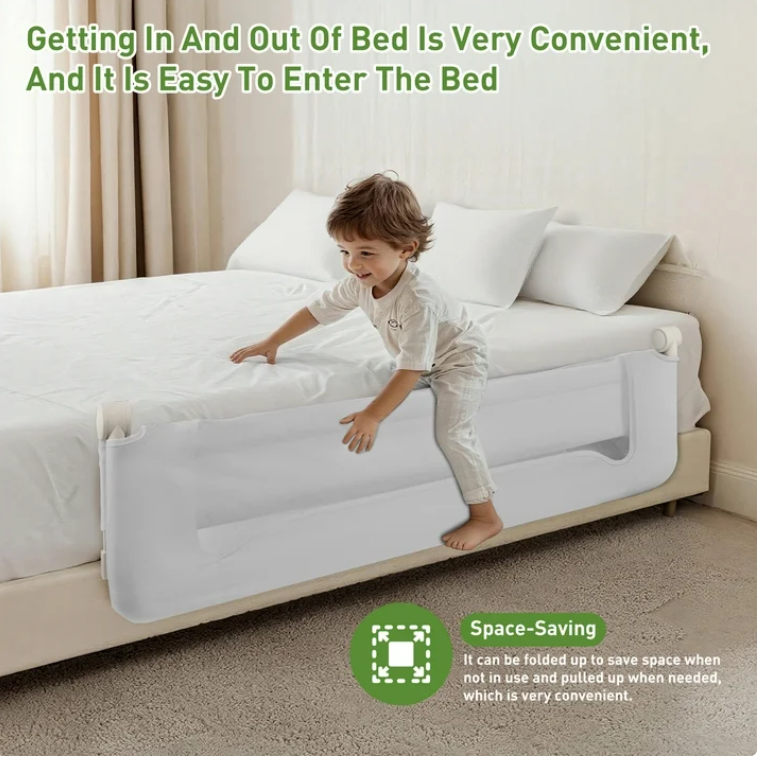 VIKUA 32in Baby Bed Rail, Swing Down Bed Rail for Toddlers, Toddler Bed Rails for, Twin, Full, Bed Guard Rail for Toddlers, Grey
