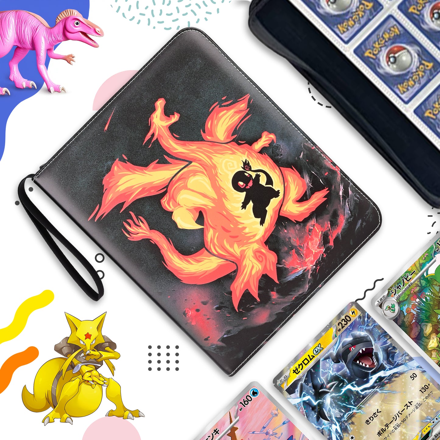 Iococee 9 Pocket Card Binder,720 Double Sided Pocket PU Collection Binder,Waterproof Trading Card Album Holder,Zip Card Folder for YuGiOh, MTC, TCG, Game Cards & Sports Cards