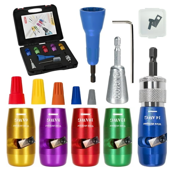 8-in-1 Professional Wire Stripper & Twister Tool for Drill,14-12-10-8-6 Gauge Electrician Tool,Wire Nut Twister,Stripping & Twisting Tool for Electricians