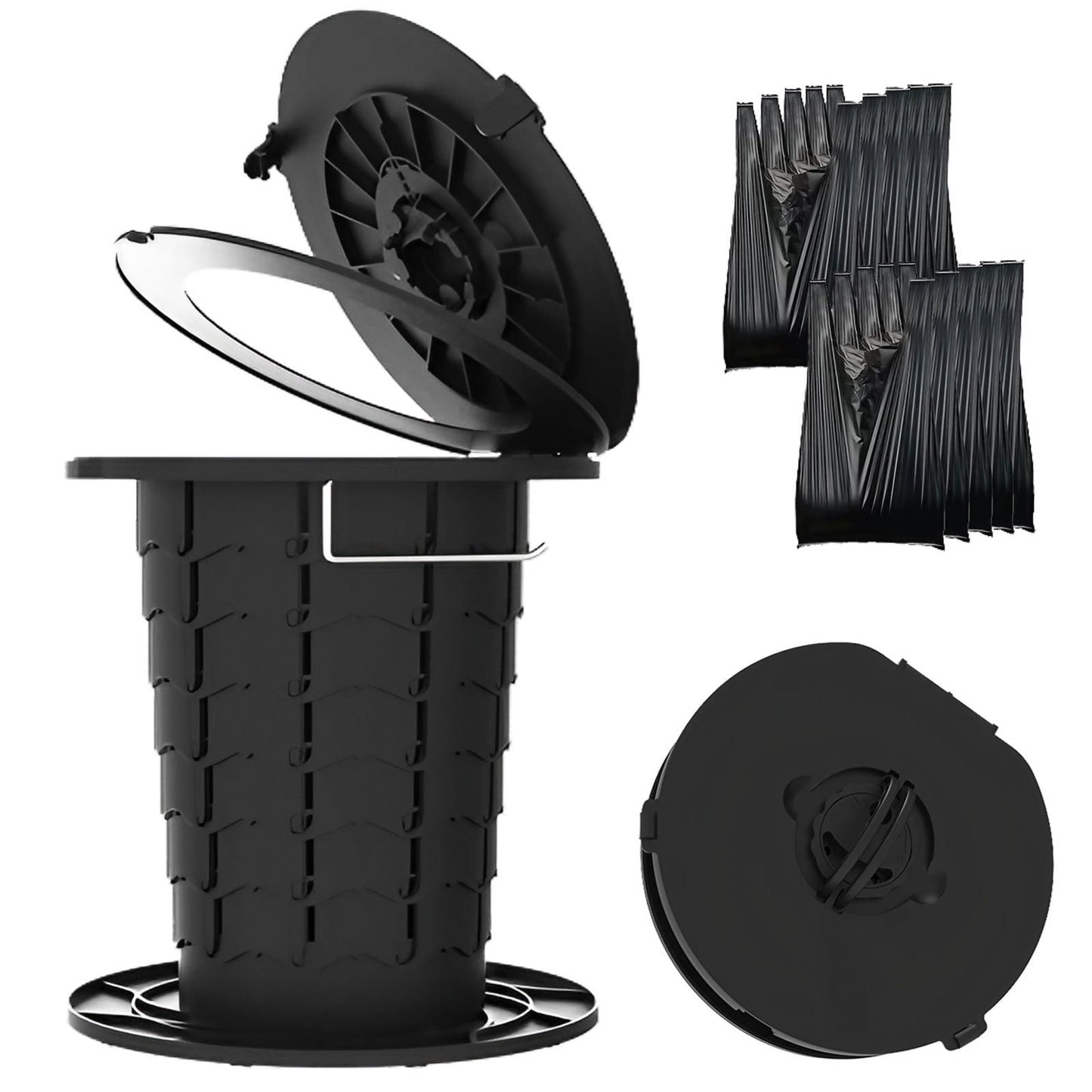 Kalageen Camping Toilet,8.14 Gallon Portable Toilet with Paper Holder for Home/Camping/Boat/Hiking/Long Trips/Beach Use