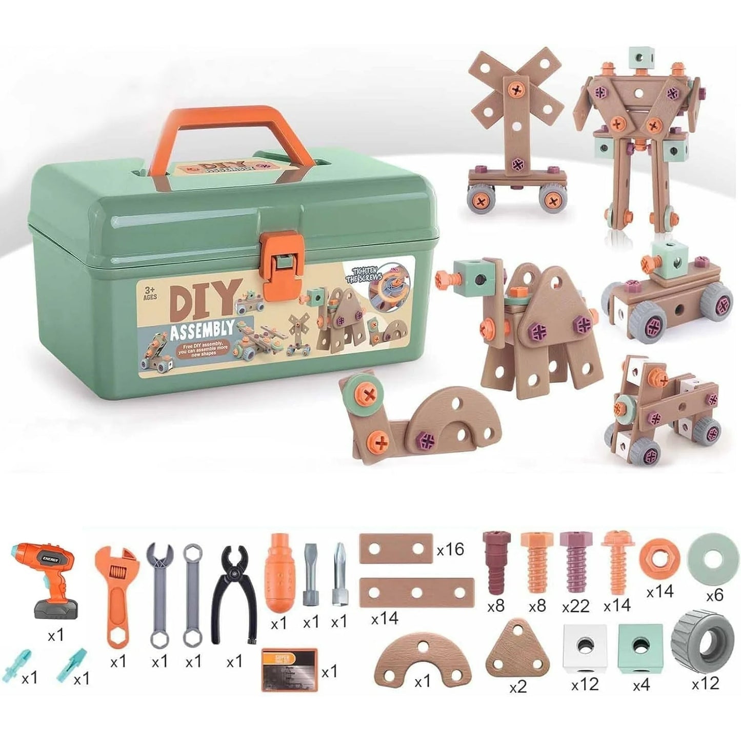 DIY Kids Tool Set , Toddler Tool Set, Montessori Toys, Imagination Development,Construction Tool Set for Boys for 2-6 Christmas Birthday Gift for Kids