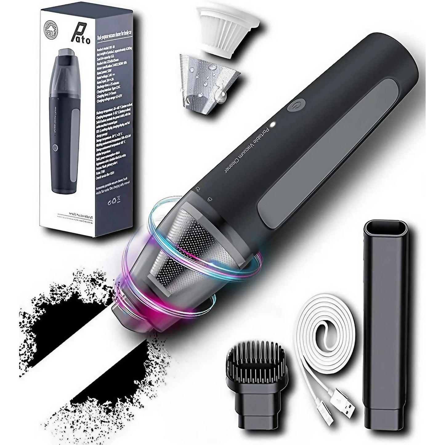 Portable Car Vacuum Cleaner,MONKEMON 3500 PA Cordless Handheld Vacuum,Rechargeable Wet Dry Dustbuster Multi-purpose for Pet Hair Home Car