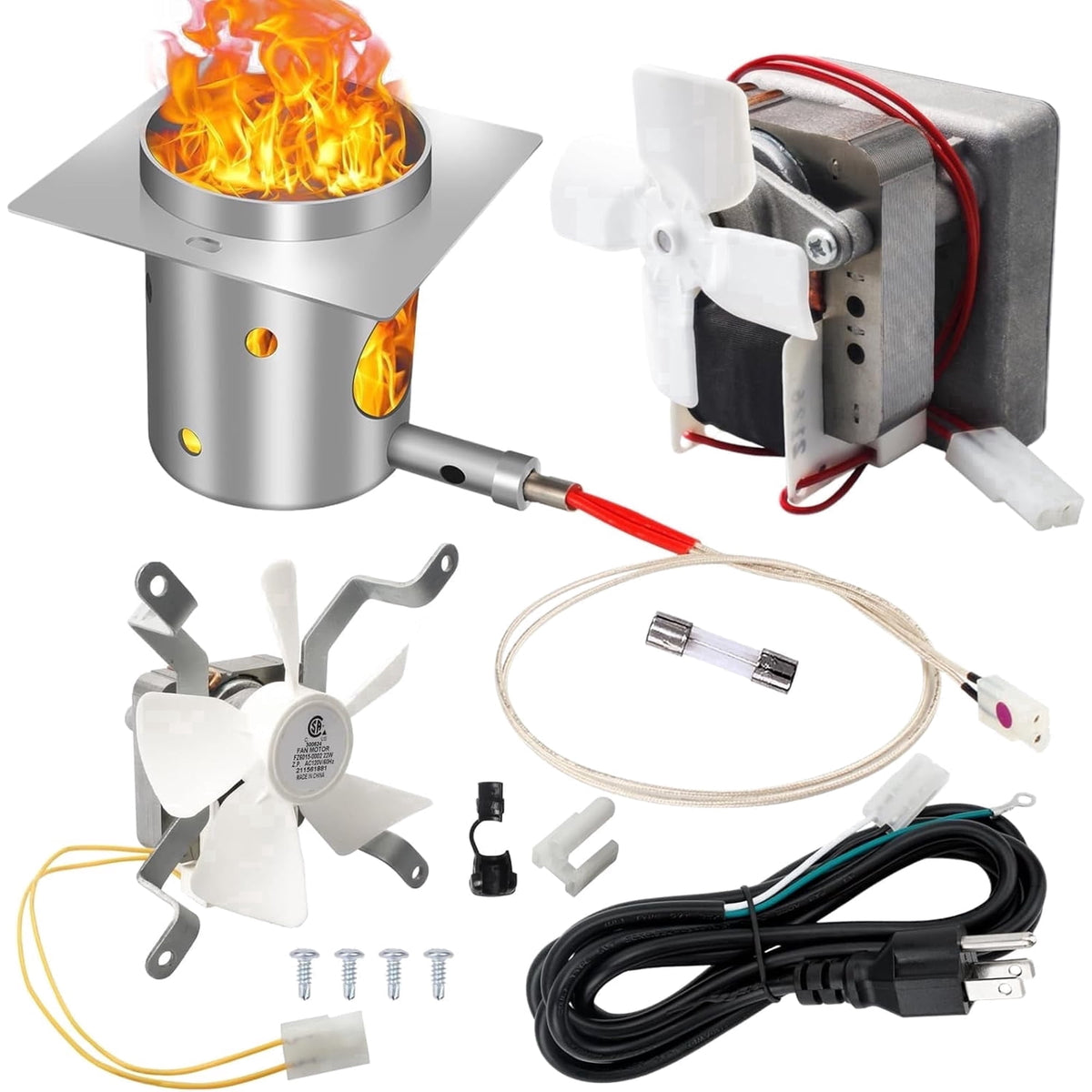 Auger Motor, Induction Fan Kit, Fire Burn Pot and Hot Rod Ignitor for Traeger and Pit Boss Wood Pellet Grill Parts Replacement