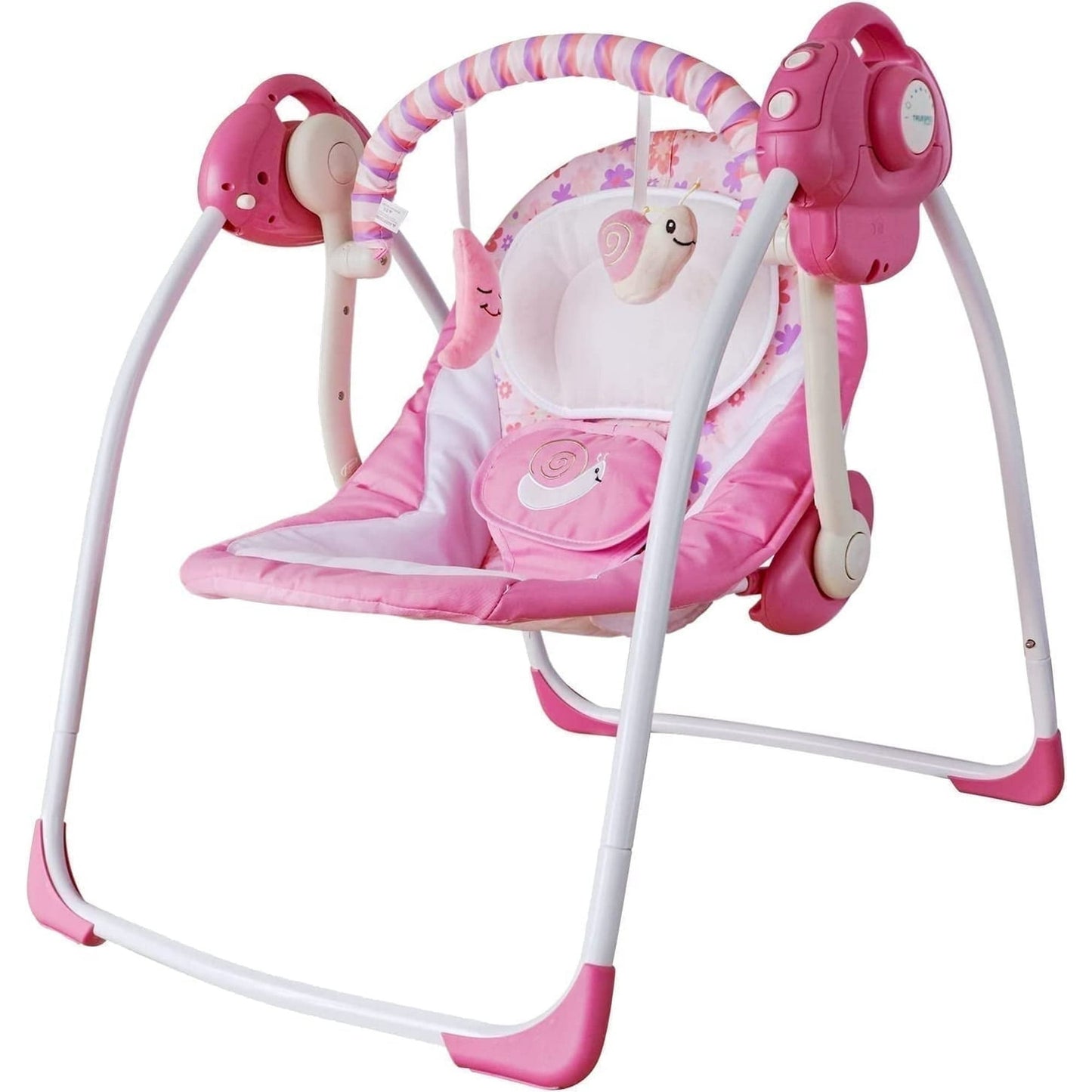 Vikua Electric Baby Swing for Infants 0-9 Months,Portable Foldable Infant Swing with 6 Speed Settings,Soothing Music & Timer,Safe Baby Swing for Newborns,Pink