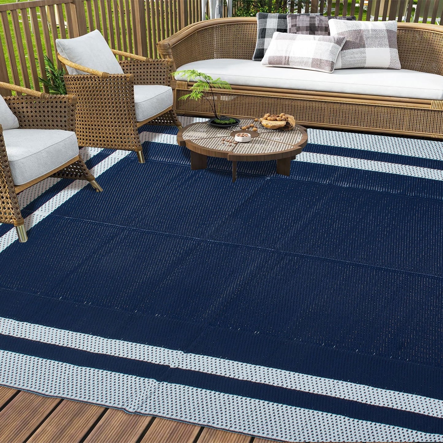 Outdoor Rugs, Waterproof Plastic Patio Rugs, Straw Camping RV Rugs for outside, Balcony, Pool, Deck Rug