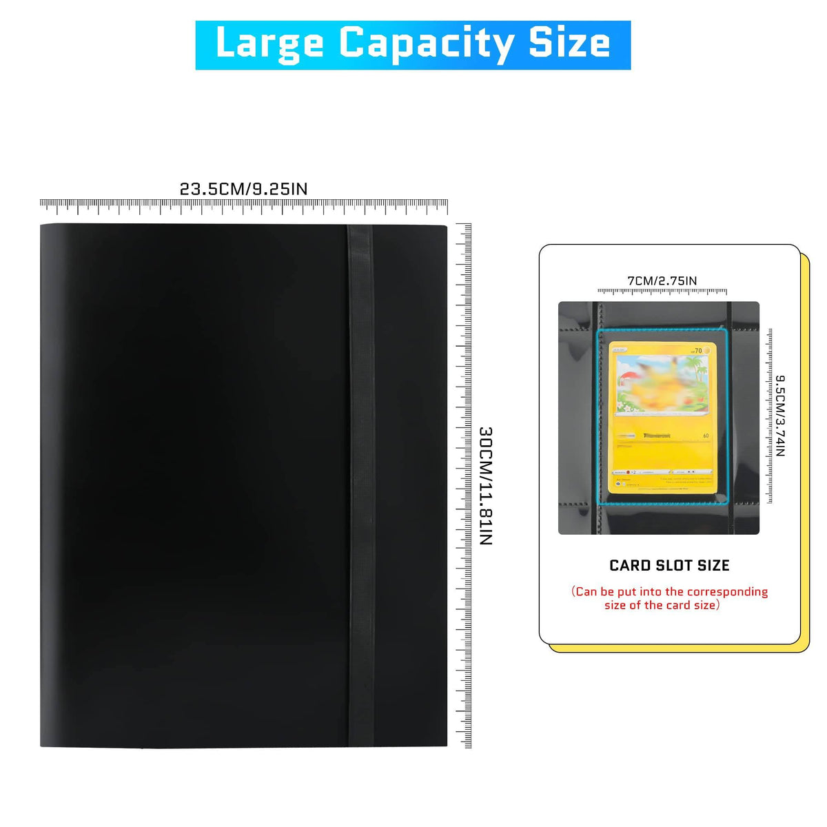 ACEUR Trading Card Binder with 360 Side Loading Pockets,9 Pockets Black Card Album Holder,High Qulity Card Folder for TGC,MTG, Baseball Cards, Yugioh
