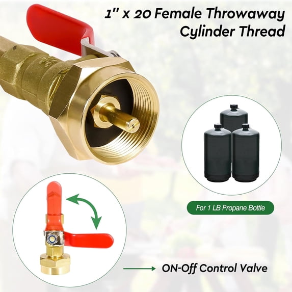 XWYXSTG Propane Refill Adapter Kit for 1 lb Tanks, 3FT Hose with QCC1, Gauge and On/Off Valve, Heavy-Duty Brass for Filling 1lb Bottles from 20lb Tank