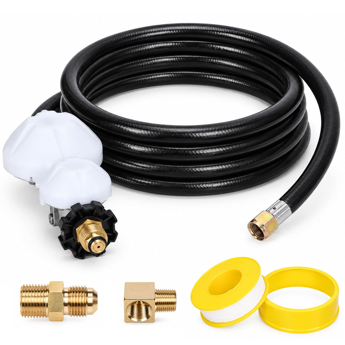 XWYXSTG 12 FT F273684 Propane Hose with Regulator for RV, Gill, Gas Stove, Gas Generator, 3/8in Female x 3/8in Male Street Elbow