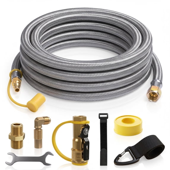 XWYXSTG 12FT Propane Quick Connect Hose for RV to Gas Grill, Quick Disconnect Propane Hose with Elbow Adapter for Blackstone 17"/22" Griddle