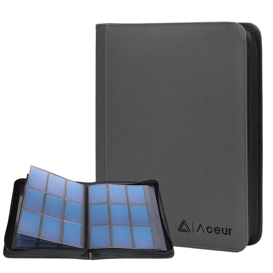 ACEUR 9 Pocket Trading Card Binder, 360 Side-Loading Card Storage Organizer Album, Premium PU Card Collection Folder for Sports & Game Cards