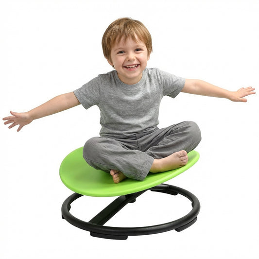 Spinning Chair for Autistic Kids, Sensory Spinner Seat for ADHD Children, 220 LBS Capacity, 360° Sit and Spin Chair with Non-Slip Metal Base, Suits for Coordination Balance Training, Green