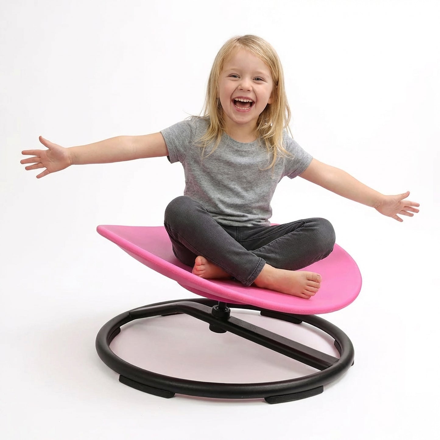 Spinning Chair for Autistic Kids, Sensory Spinner Seat for ADHD Children, 220 LBS Capacity, 360° Sit and Spin Chair with Non-Slip Metal Base, Suits for Coordination Balance Training, Pink