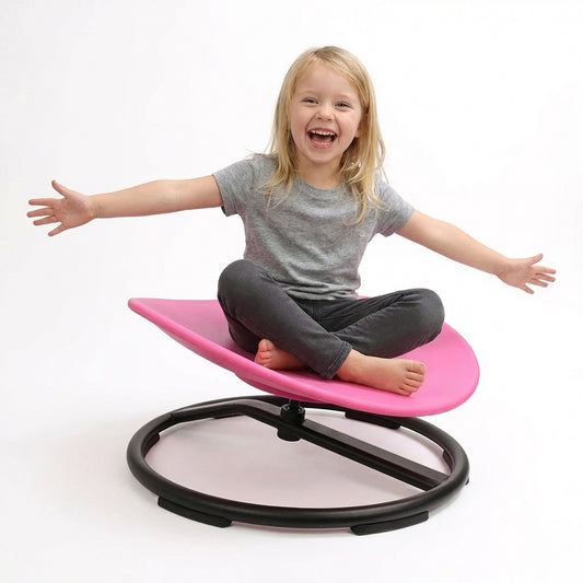 Spinning Chair for Autistic Kids, Sensory Spinner Seat for ADHD Children, 220 LBS Capacity, 360° Sit and Spin Chair with Non-Slip Metal Base, Suits for Coordination Balance Training, Pink