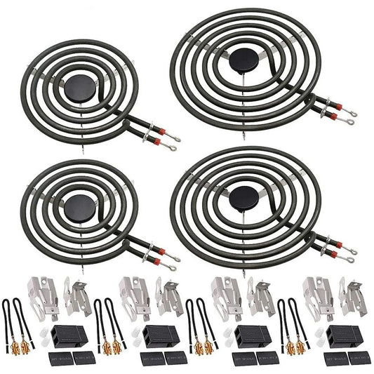 MP22YA Electric Range Burner Element Unit Set(2 pcs MP15YA 6" & 2 pcs MP21YA 8") with 4 Pack 330031 Surface Element Receptacle Kit by Beaquicy - Replacement for Whirlpool Ken-more