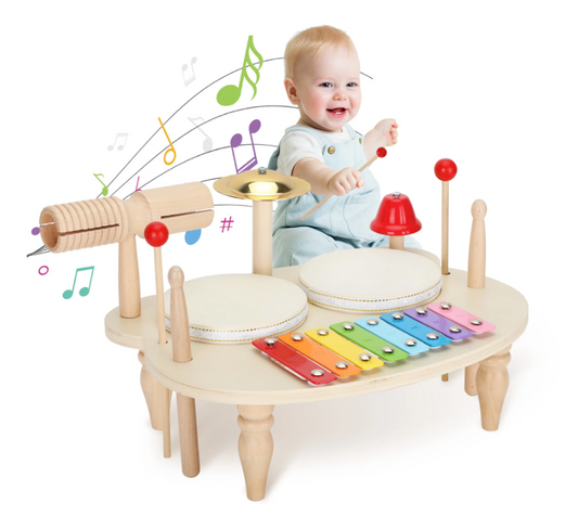 Toddler Drum Set,Wooden Xylophone Musical Instruments for Kids,Baby Drums Montessori Music Toy