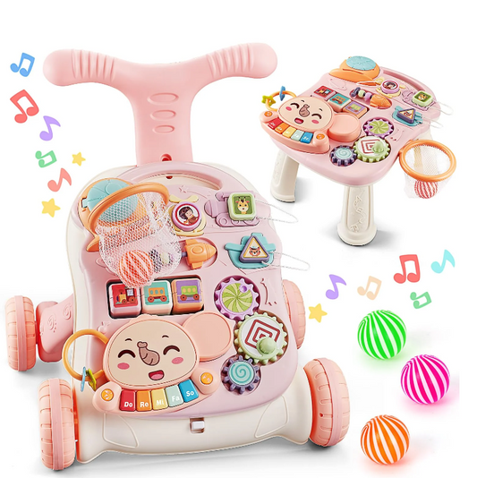 FOINWER Baby Push Walker Girl ,3 in 1 Push Toys,Early Learning Toy for Kids Infant 6-12 Months for Babies Learning to Walk,Pink