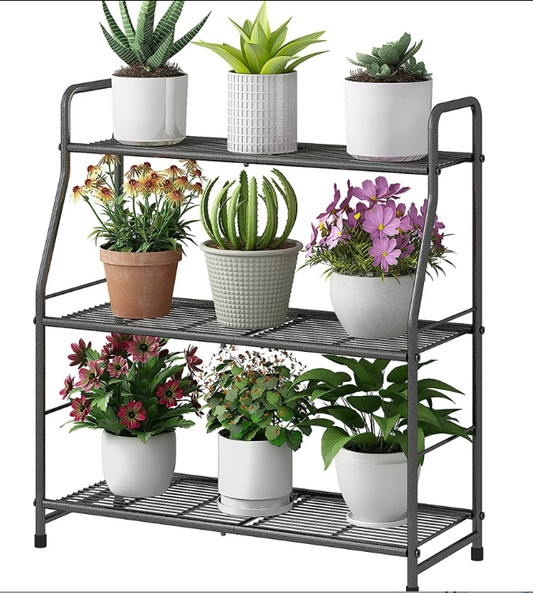 Simple Trending Plant Stand Outdoor Indoor 3-Tier Metal Waterproof Plant Shelf for Living Room Balcony Garden