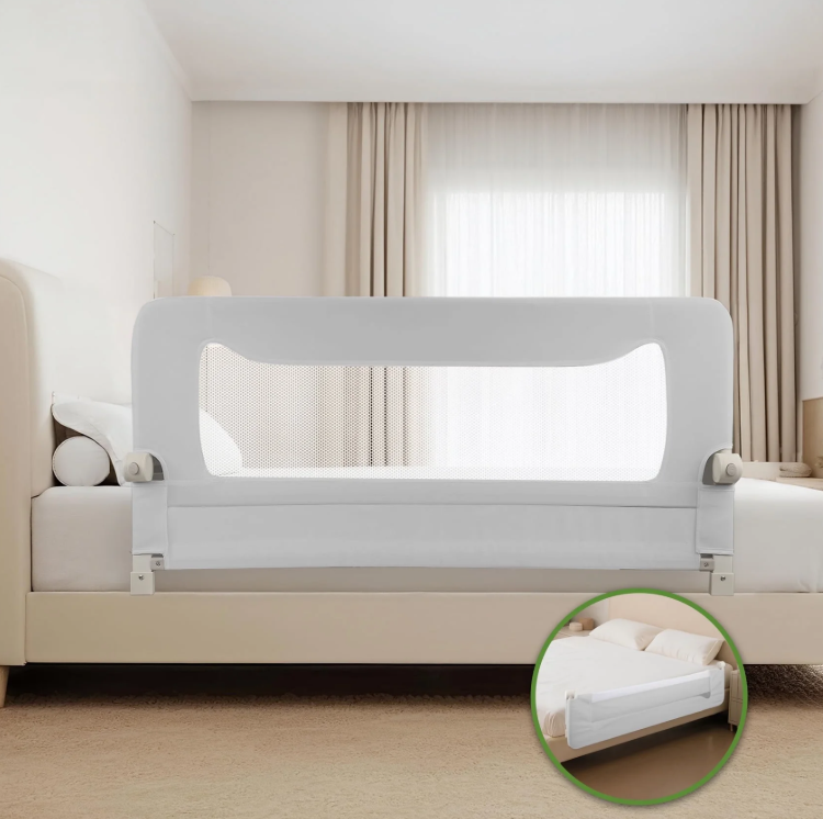 VIKUA 32in Baby Bed Rail, Swing Down Bed Rail for Toddlers, Toddler Bed Rails for, Twin, Full, Bed Guard Rail for Toddlers, Grey