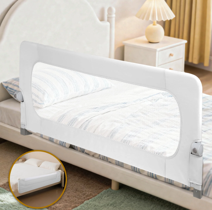 Vikua 46in Baby Safety Rails Height Adjustable Bed Guardrail for Toddlers Single Piece