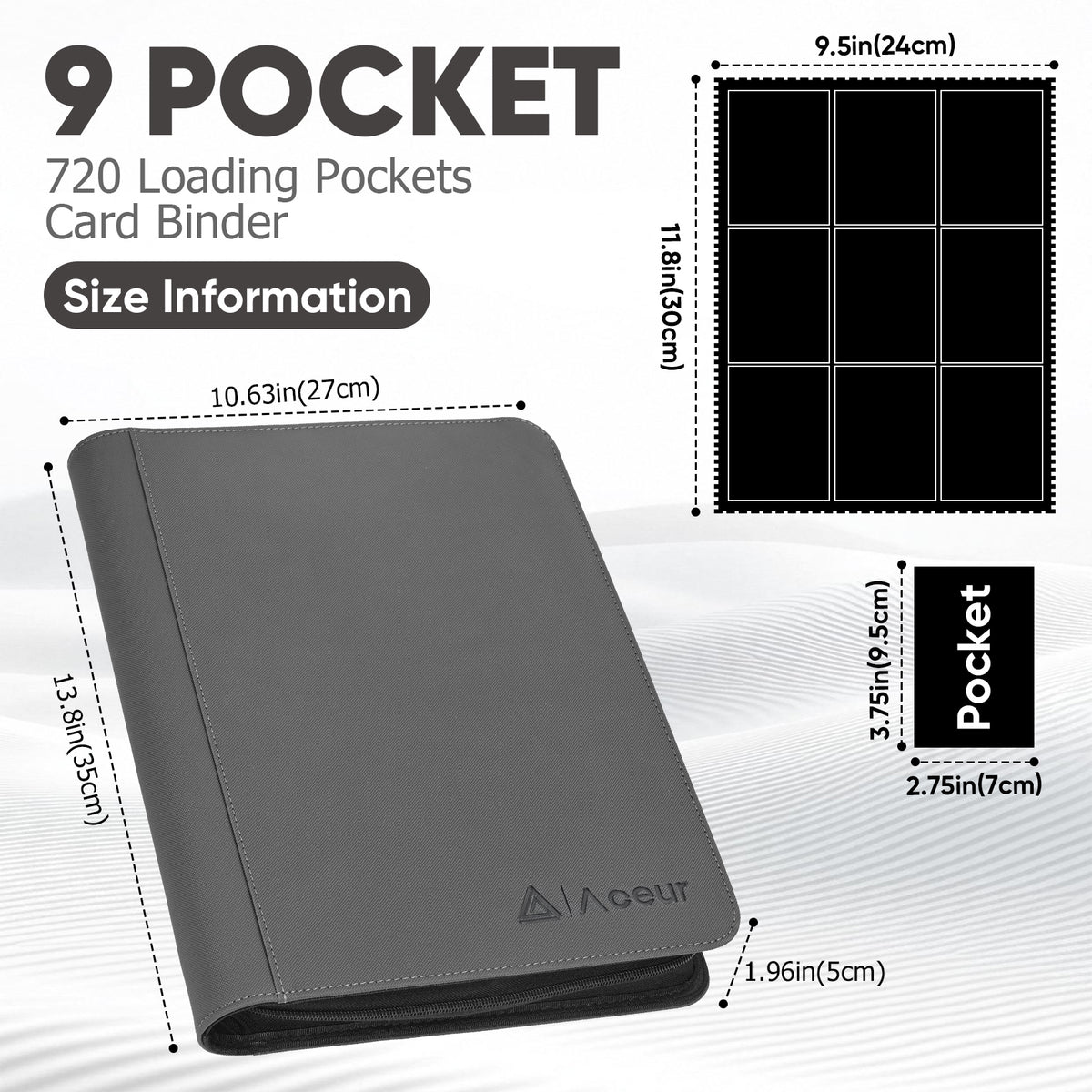 ACEUR Trading Card Binder with 720 Side Loading Pockets, 9 Pocket Trading Card Album, Premium PU Card Collection Folder for Sports & Game Cards