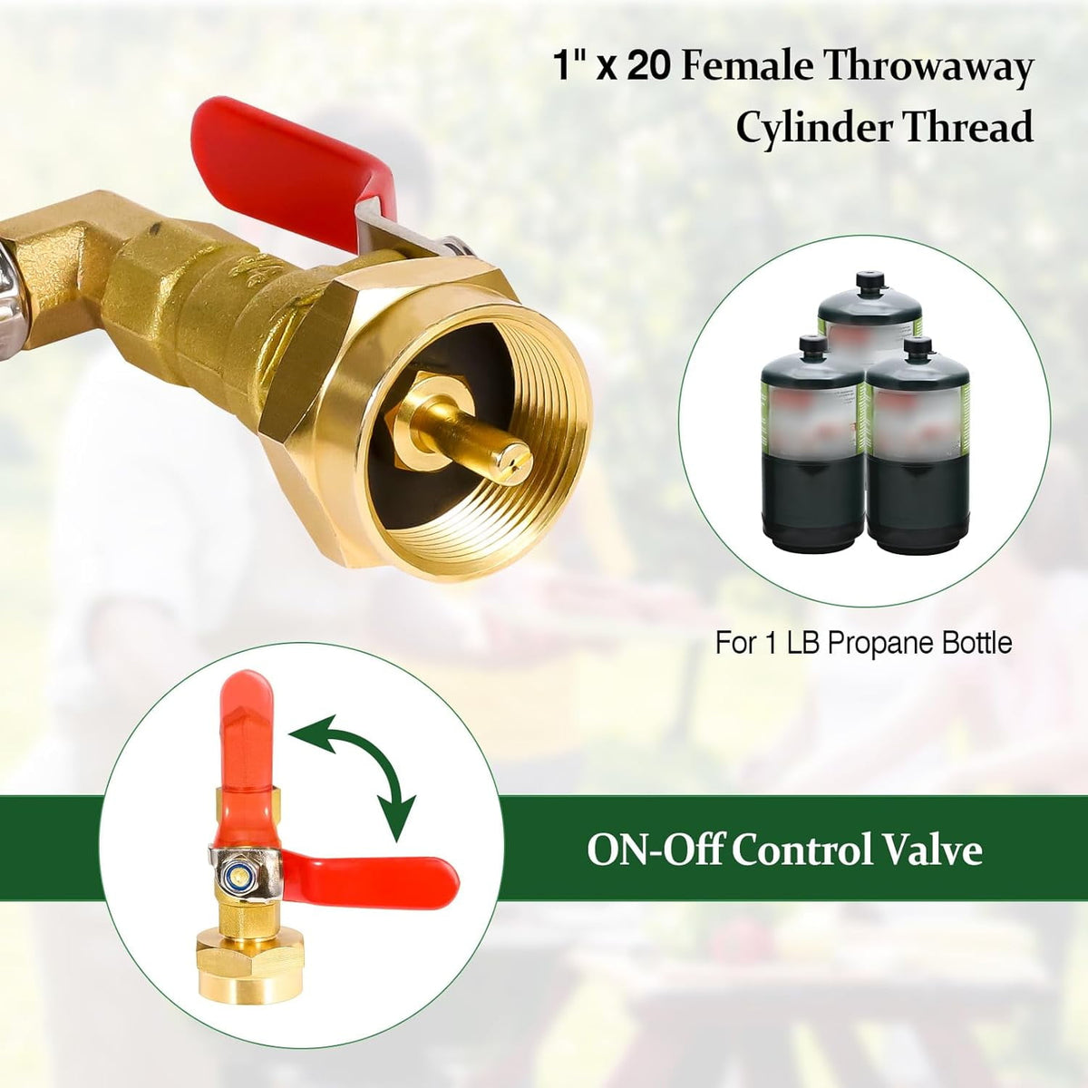 XWYXSTG Propane Refill Adapter Hose Kit, 3FT Propane Refill Hose for 1 lb. Tanks, Stainless Steel QCC1 Propane Tank Filler Adapter with Gauge and ON/Off Valve, for Filling 1lb Bottles from 20lb Tank