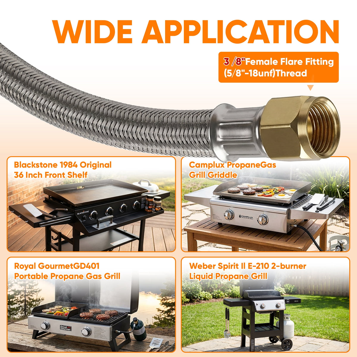 XWYXSTG 12FT Propane Quick Connect Hose for RV to Gas Grill, Quick Disconnect Propane Hose with Elbow Adapter for Blackstone 17"/22" Griddle
