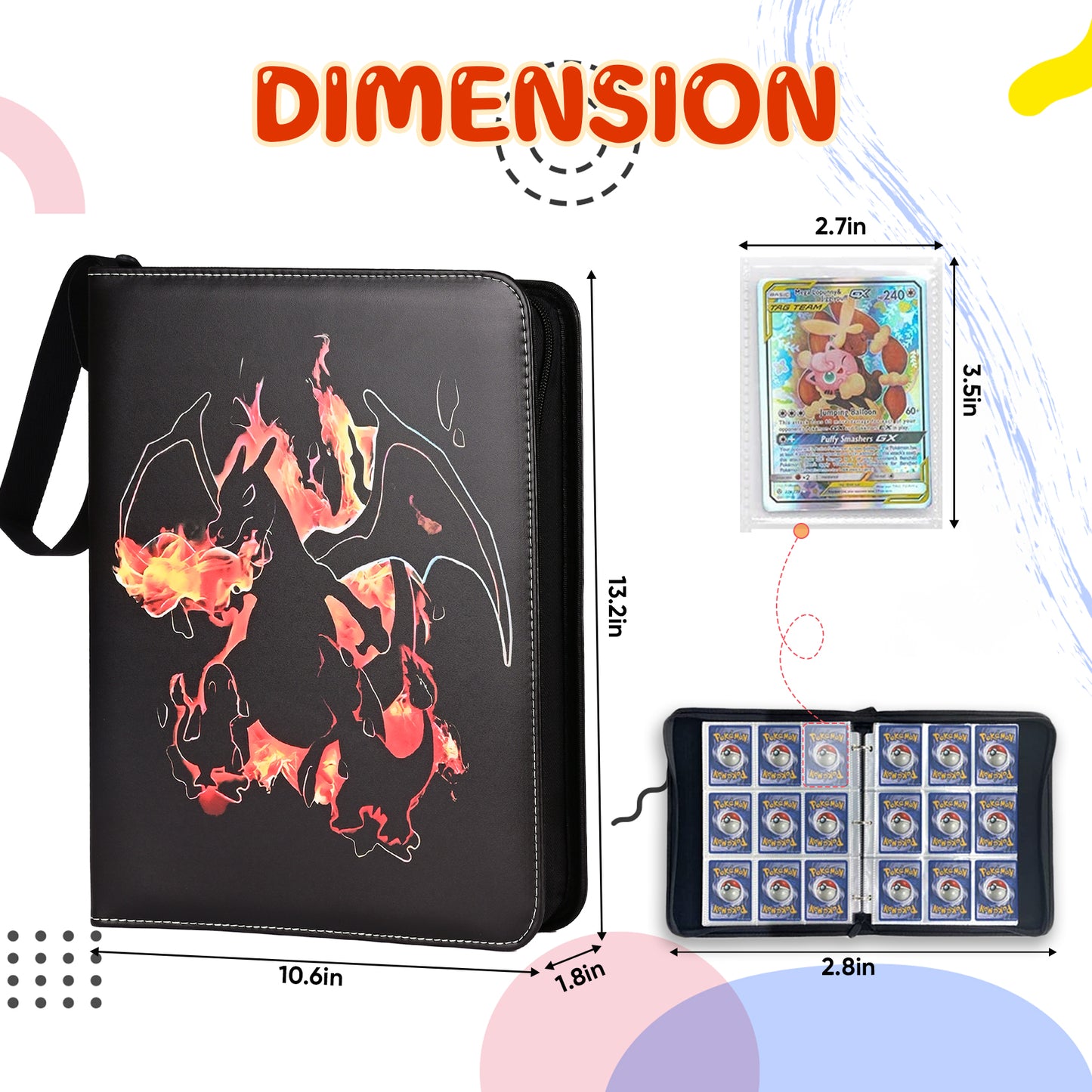 9 Pocket Card Binder,720 Double Sided Pocket PU Collection Binder,Waterproof Trading Card Album Holder,Zip Card Folder for YuGiOh, MTC, TCG, Game Cards & Sports Cards