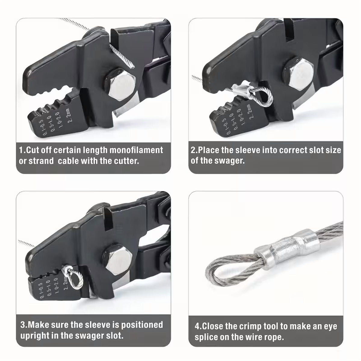 XWYXSTG Wire Rope Crimping Tool Kit, 328ft Stainless Steel Wire Cable with Aluminum Crimping Sleeves and Thimbles