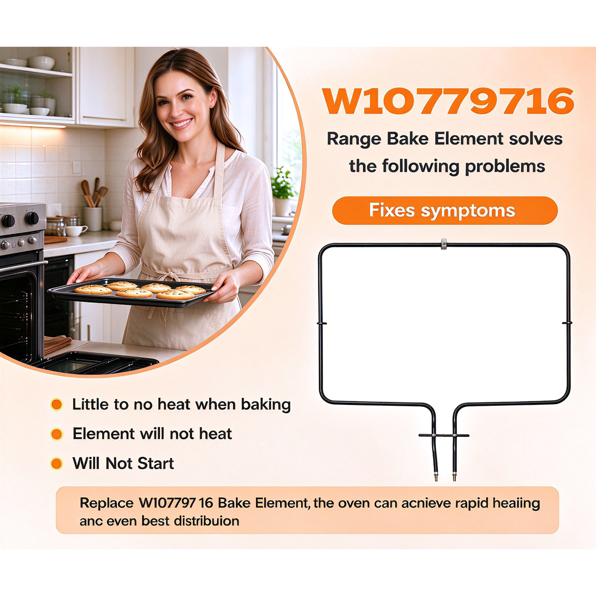 XWYXSTG W10779716 Range Oven Bake Element