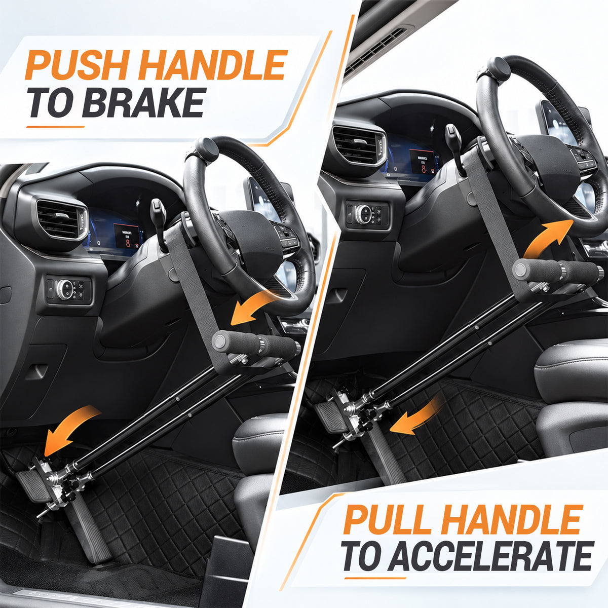 Hohnezl Car Hand Controls Device for Disabled Drivers, Portable Handicap Driving Hand Controlled Drive Assist for Injured, Handicap, Cars Driving Aids