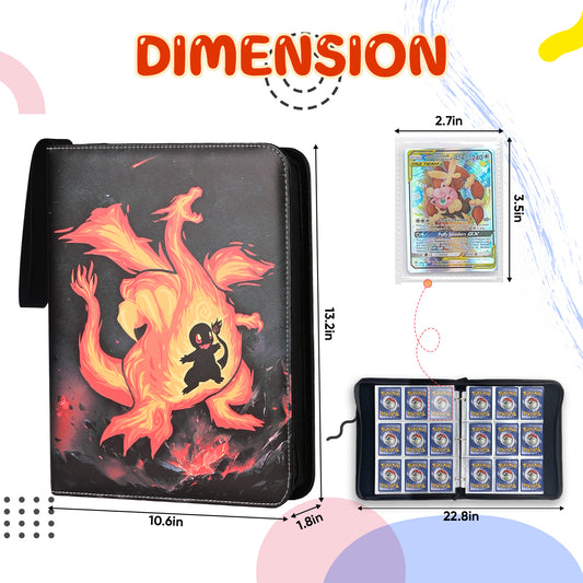 Iococee 9 Pocket Card Binder,720 Double Sided Pocket PU Collection Binder,Waterproof Trading Card Album Holder,Zip Card Folder for YuGiOh, MTC, TCG, Game Cards & Sports Cards