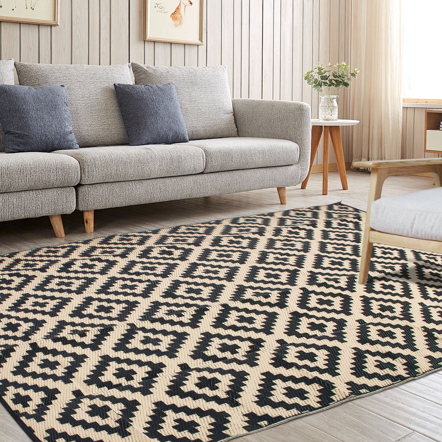 Outdoor Rugs, Waterproof Plastic Patio Rugs, Straw Camping RV Rugs for outside, Balcony, Pool, Deck Rug