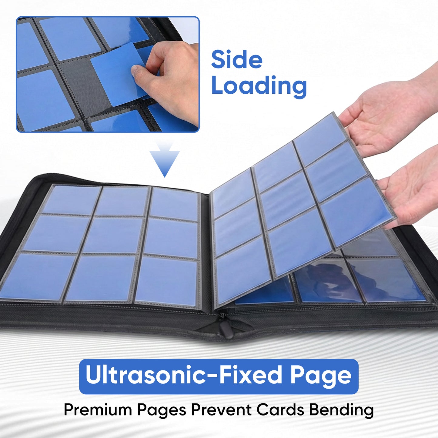 ACEUR Trading Card Binder with 720 Side Loading Pockets, 9 Pocket Trading Card Album Folder for Sport Cards, Game Cards