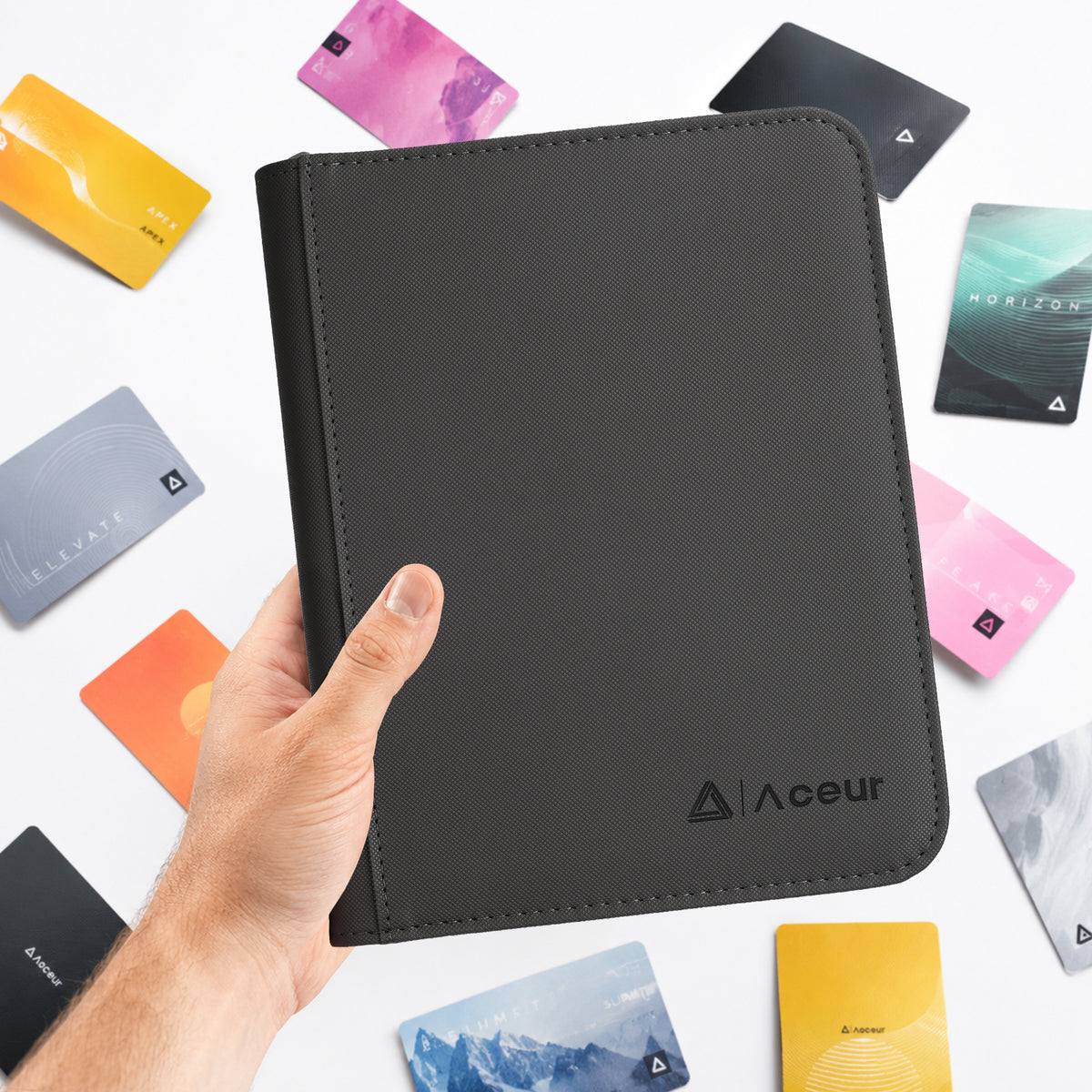 ACEUR Trading Card Binder with 240 Side Loading Pockets, 4 Pocket Trading Card Album Folder for Sport Cards, Game Cards, Gray