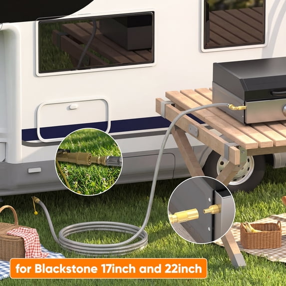 XWYXSTG 12FT Propane Quick Connect Hose for RV to Gas Grill, Quick Disconnect Propane Hose with Elbow Adapter for Blackstone 17"/22" Griddle
