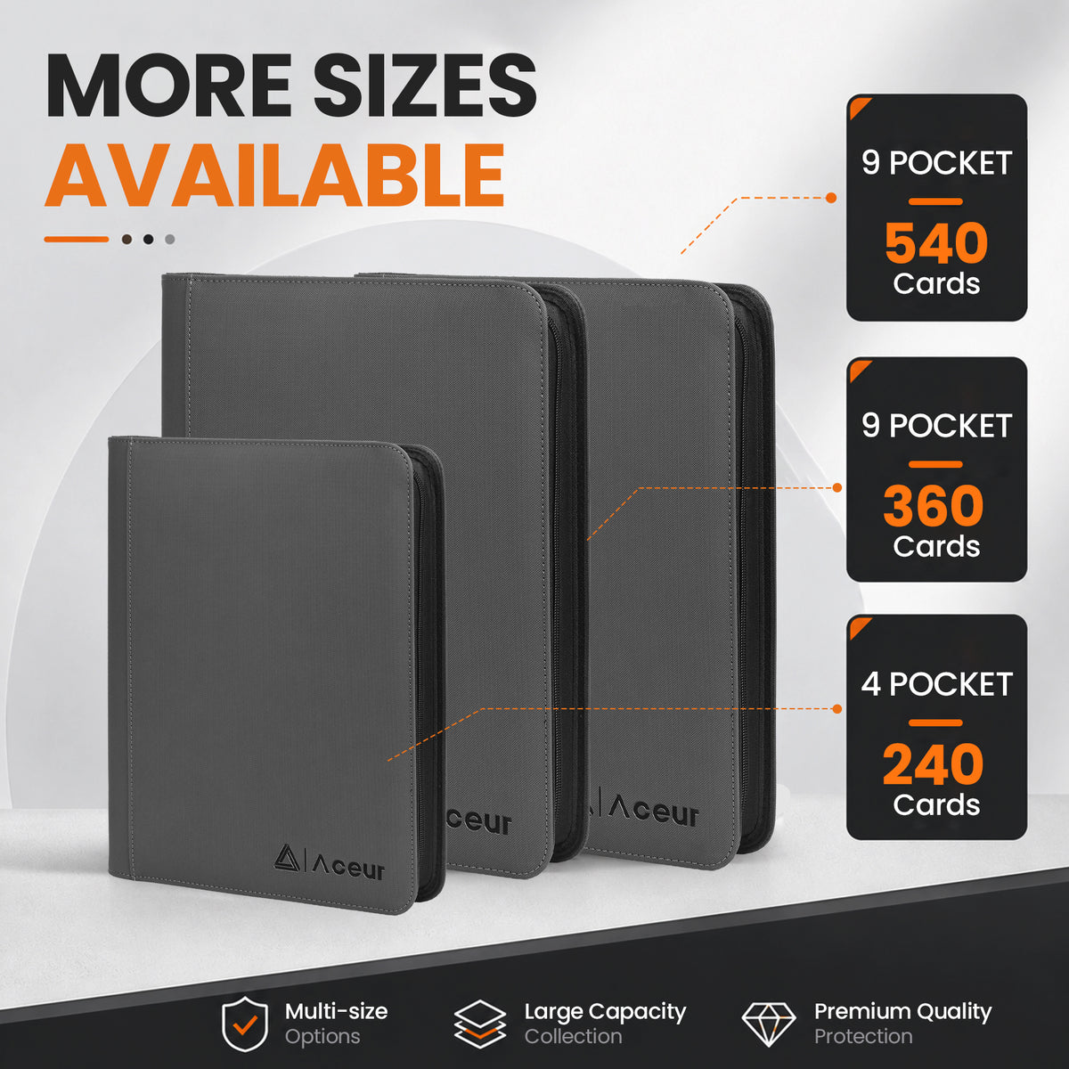 ACEUR Trading Card Binder with 540 Side Loading Pockets, 9 Pocket Trading Card Album Folder for Sport Cards, Game Cards
