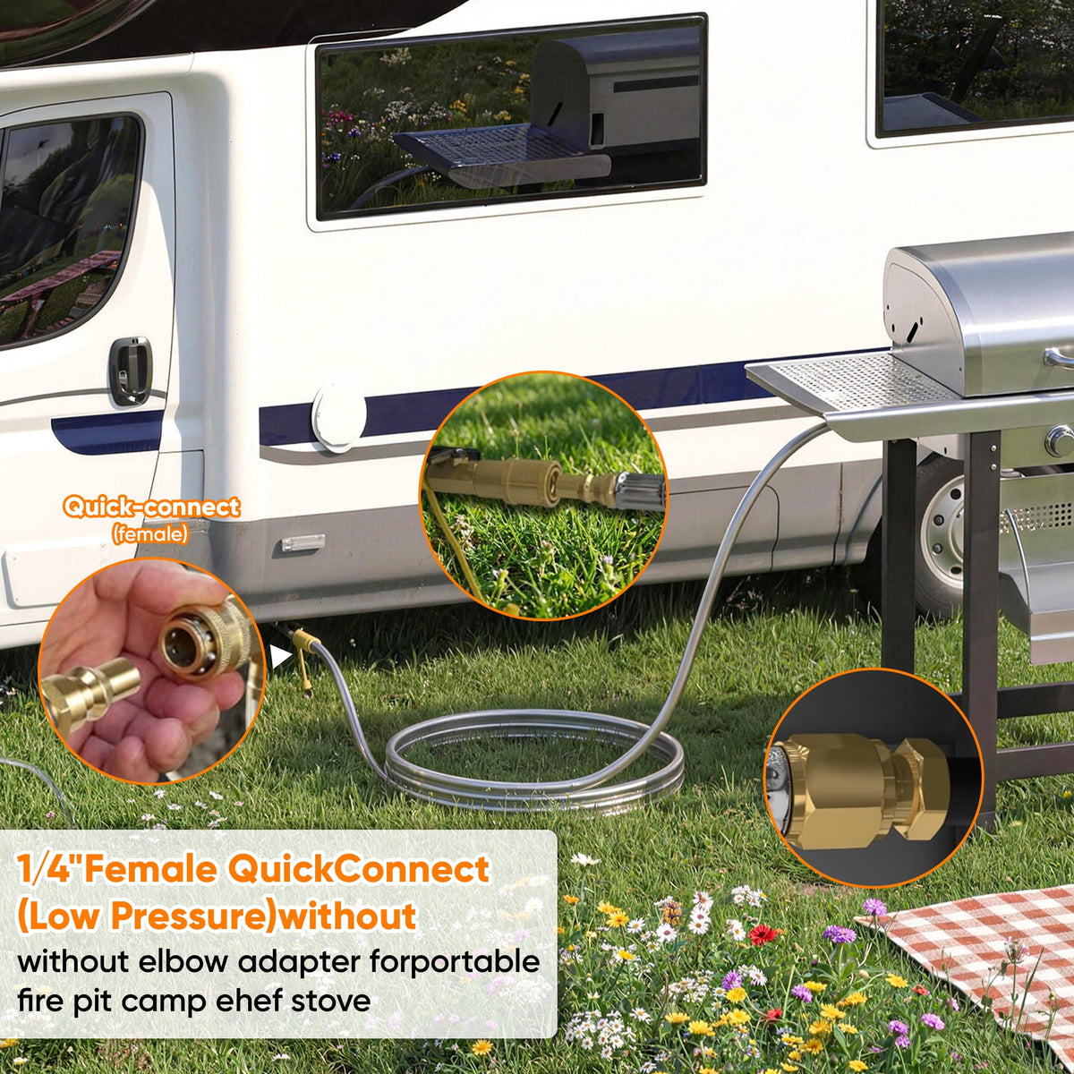 XWYXSTG 12FT Propane Quick Connect Hose for RV to Gas Grill, Quick Disconnect Propane Hose with Elbow Adapter for Blackstone 17"/22" Griddle
