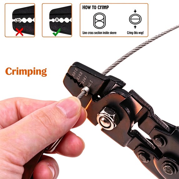 XWYXSTG Black Wire Rope, 1/16 100ft 304 Stainless Steel Overmolded to 3/32 inch with Crimping Sleeves for String Light Hanging, Clotheslines and Trellises