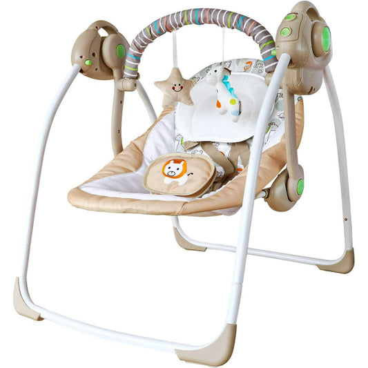 Baby Swings for Infants,6-Speed Electric Baby Portable Swing with Intelligent Music for 0-9 Months,6-25 lb,Khaki