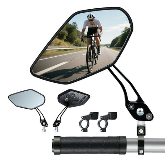 2 Pack Bike Mirror,HD 360° Adjustable Bicycle Rearview Mirror - Aluminum Alloy Handlebar Mount,Anti-Glare & Shockproof,Fits Mountain Bike,E-Bike,Scooter,Motorcycle,Road Bike (Left+Right)