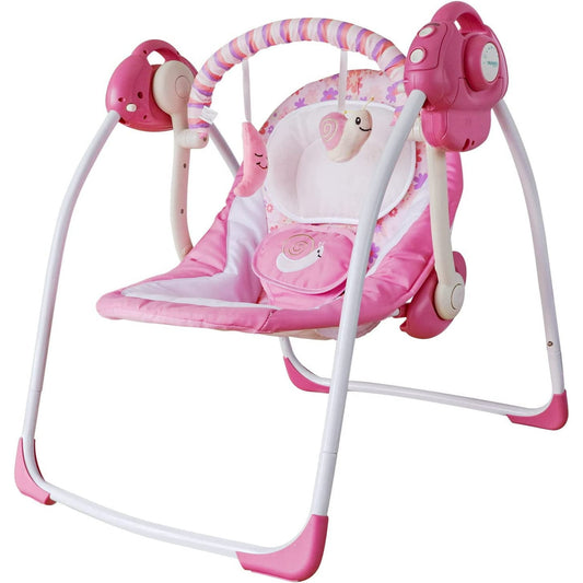 Electric Baby Swings for Infants,Comfort Rocking Chair with Intelligent Music,Soothing Portable Swing for 0-9 Months,6-25 lb,Pink