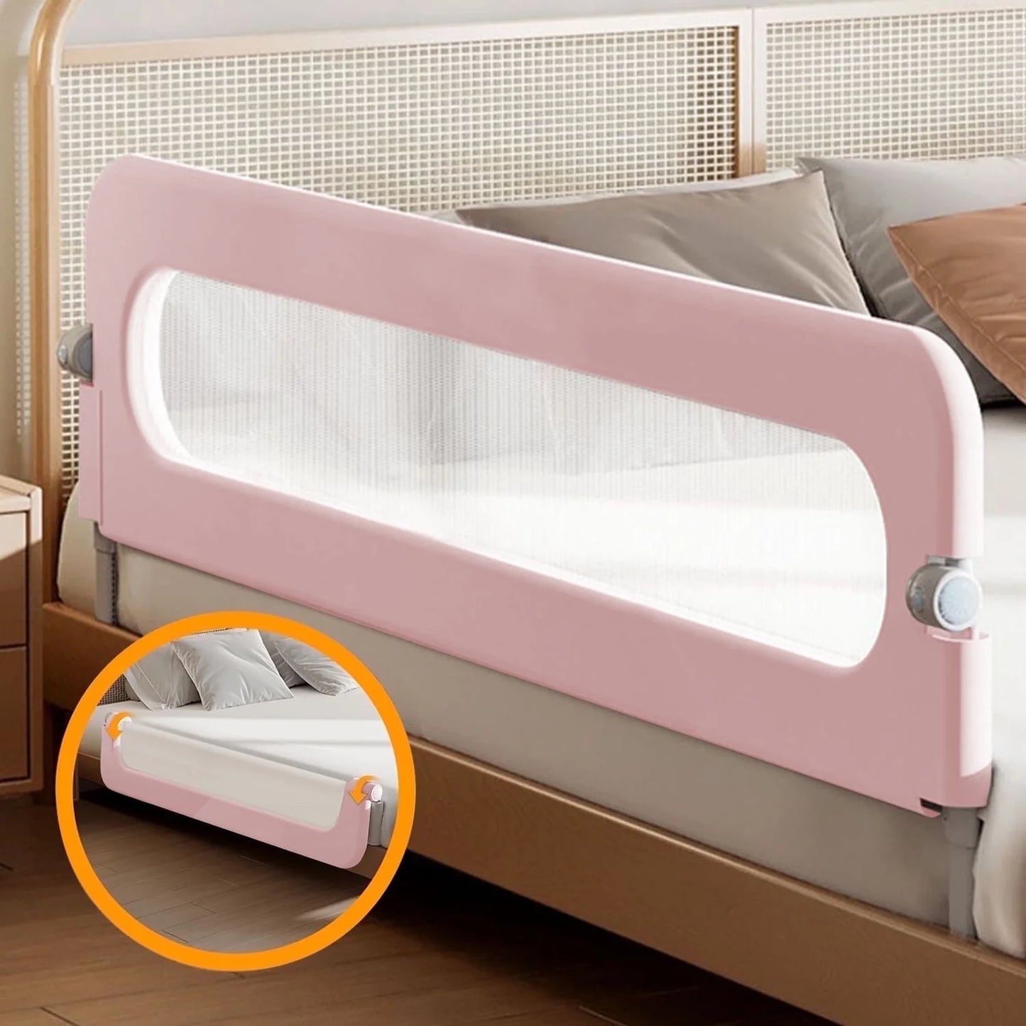 Baby Safety Rails Height Adjustable Bed Guardrail for Toddlers Single Piece