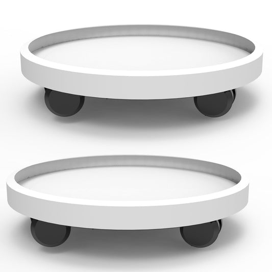 14.2 Inch Planter Caddies Rolling Saucer Caddy with Wheels, Wheeled Stand for Potted Plant, Round Coaster Roller Base Tray with Casters, Flower Pot Dolly Holder for Indoor Outdoor