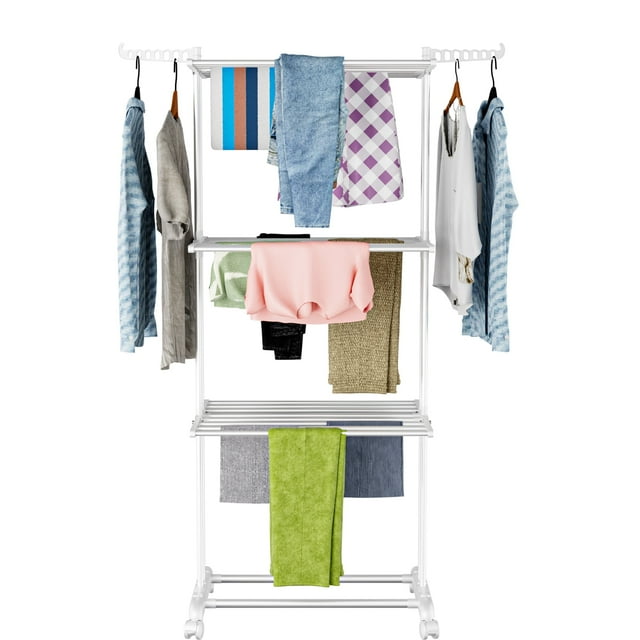 Clothing Rack on Wheels, Hanging Racks for Clothes Storage, Multi-functional Bedroom Clothes Rack, Black