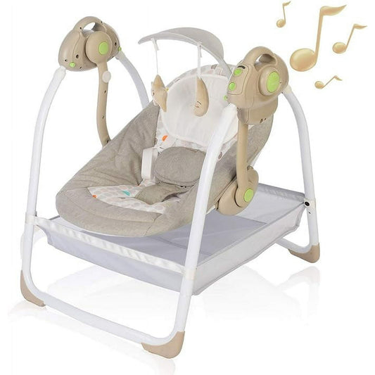 Foinwer Baby Swings for Infants,Compact Baby Swing with 6 Speeds,Toys,Music,Timing,Baby Rocker for 0-12 Months 6-44 lbs,Khaki