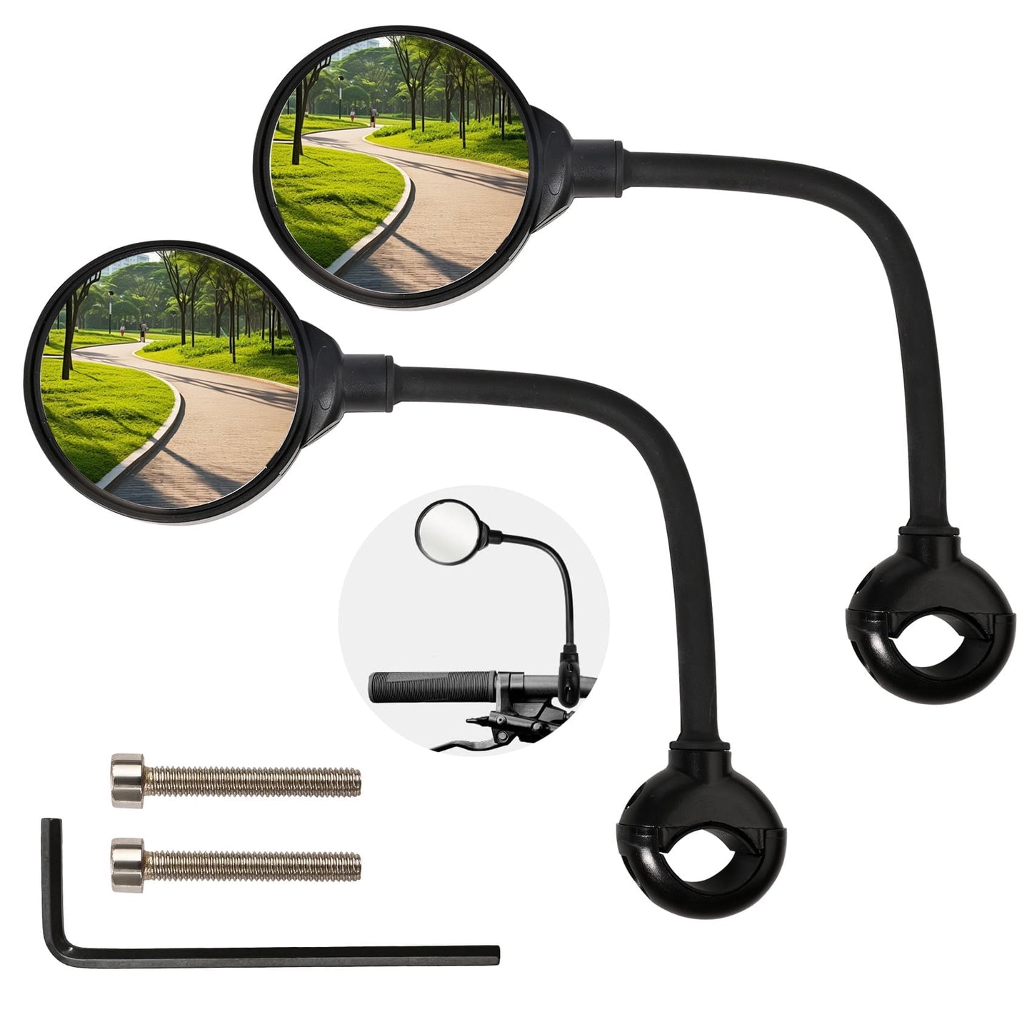 MONST 2 Pack Bike Mirror,Rotatable and Adjustable Wide Angle Rear View Shockproof Convex Mirror,Universal for Bike Bicycle