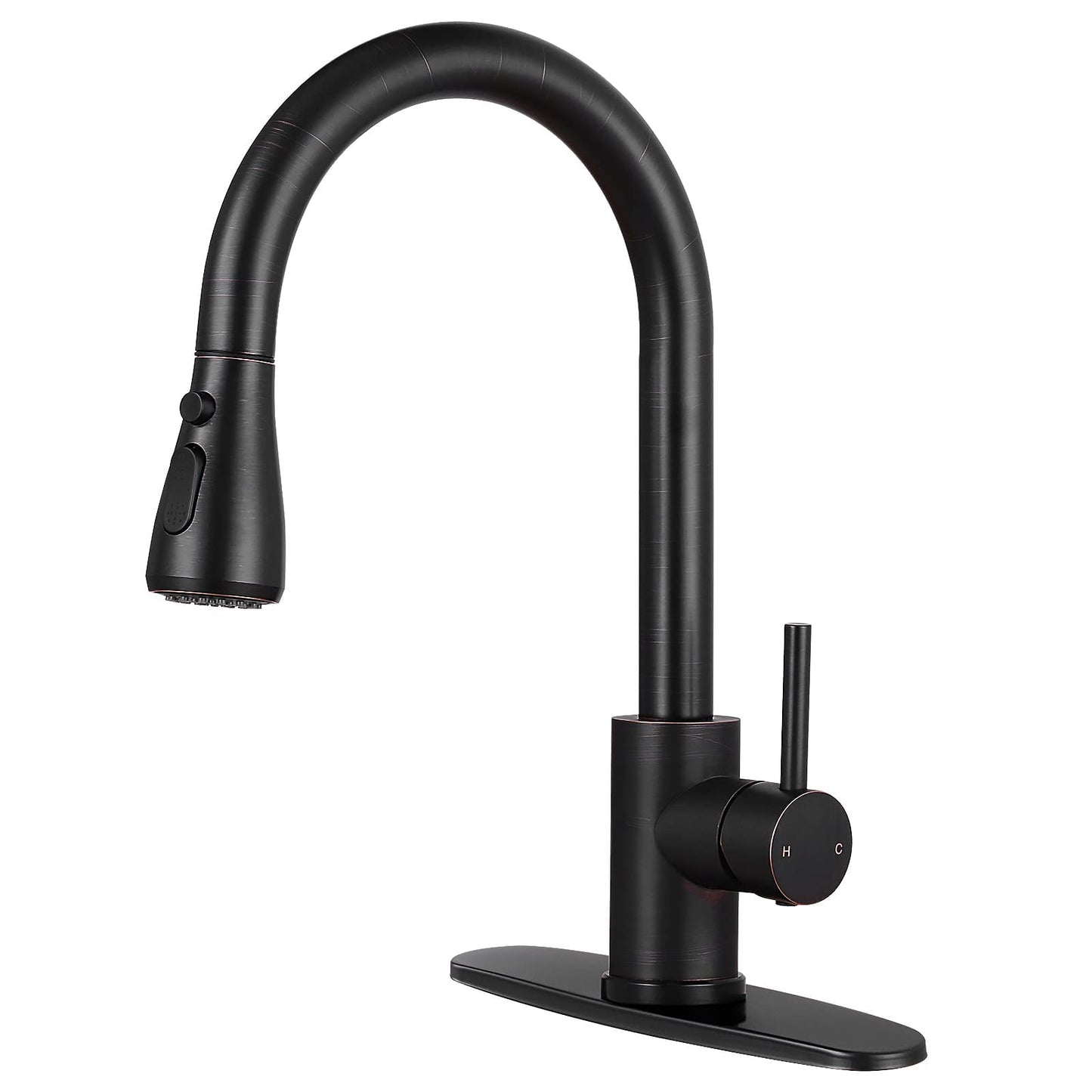 Kitchen Faucets with Pull Down Sprayer, Kitchen Sink Faucet with Single Hole Deck Mount Black