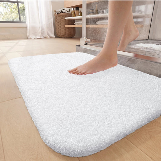 FOINWER Bathroom Rug 17"x24" Brown Water-absorbent, Non-Slip, Microfiber, Plush Bathroom Mat, Machine Washable